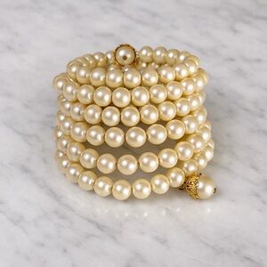 Vintage Faux Pearl Multi-Strand Wrap Bracelet